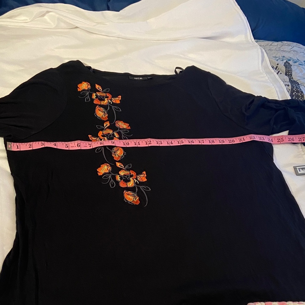 Apt. 9 Black Tunic with Orange Floral Embroidery - Picture 5 of 9
